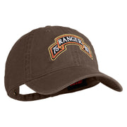 U.S. Army 75th Ranger Regiment Patched Washed Solid Pigment Dyed Cotton Twill Brass Buckle Cap - Brown OSFM