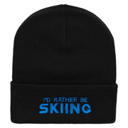 I'd Rather Be Skiing Embroidered 12 Inch Long Knitted Beanie