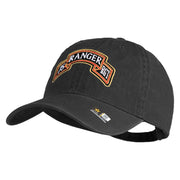U.S. Army 75th Ranger Regiment Patched Washed Solid Pigment Dyed Cotton Twill Brass Buckle Cap - Black OSFM