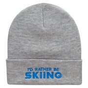 I'd Rather Be Skiing Embroidered 12 Inch Long Knitted Beanie