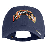 U.S. Army 75th Ranger Regiment Patched Washed Solid Pigment Dyed Cotton Twill Brass Buckle Cap - Navy OSFM