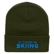 I'd Rather Be Skiing Embroidered 12 Inch Long Knitted Beanie