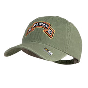 U.S. Army 75th Ranger Regiment Patched Washed Solid Pigment Dyed Cotton Twill Brass Buckle Cap - Olive OSFM