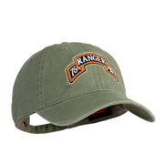 U.S. Army 75th Ranger Regiment Patched Washed Solid Pigment Dyed Cotton Twill Brass Buckle Cap - Olive OSFM