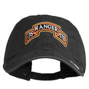 U.S. Army 75th Ranger Special Troops Battalion Embroidered Washed Solid Pigment Dyed Cotton Twill Brass Buckle Cap - Black OSFM