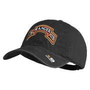 U.S. Army 75th Ranger Special Troops Battalion Embroidered Washed Solid Pigment Dyed Cotton Twill Brass Buckle Cap - Black OSFM