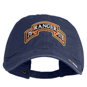 U.S. Army 75th Ranger Special Troops Battalion Embroidered Washed Solid Pigment Dyed Cotton Twill Brass Buckle Cap - Navy OSFM