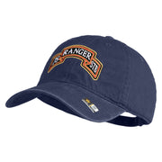 U.S. Army 75th Ranger Special Troops Battalion Embroidered Washed Solid Pigment Dyed Cotton Twill Brass Buckle Cap - Navy OSFM