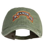 U.S. Army 75th Ranger Special Troops Battalion Embroidered Washed Solid Pigment Dyed Cotton Twill Brass Buckle Cap - Olive OSFM