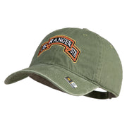 U.S. Army 75th Ranger Special Troops Battalion Embroidered Washed Solid Pigment Dyed Cotton Twill Brass Buckle Cap - Olive OSFM