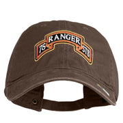 U.S. Army 75th Ranger Special Troops Battalion Embroidered Washed Solid Pigment Dyed Cotton Twill Brass Buckle Cap - Brown OSFM
