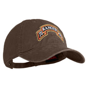U.S. Army 75th Ranger Special Troops Battalion Embroidered Washed Solid Pigment Dyed Cotton Twill Brass Buckle Cap - Brown OSFM