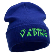 I'd Rather Be Vaping Phrase Embroidered 12 Inch Long Knitted Beanie