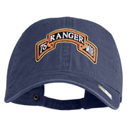 U.S. Army 75th Ranger Military Intelligence Battalion Embroidered Washed Solid Pigment Dyed Cotton Twill Brass Buckle Cap - Navy OSFM