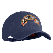 U.S. Army 75th Ranger Military Intelligence Battalion Embroidered Washed Solid Pigment Dyed Cotton Twill Brass Buckle Cap - Navy OSFM