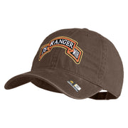 U.S. Army 75th Ranger Military Intelligence Battalion Embroidered Washed Solid Pigment Dyed Cotton Twill Brass Buckle Cap - Brown OSFM