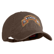 U.S. Army 75th Ranger Military Intelligence Battalion Embroidered Washed Solid Pigment Dyed Cotton Twill Brass Buckle Cap - Brown OSFM