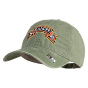 U.S. Army 75th Ranger Military Intelligence Battalion Embroidered Washed Solid Pigment Dyed Cotton Twill Brass Buckle Cap - Olive OSFM