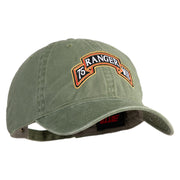 U.S. Army 75th Ranger Military Intelligence Battalion Embroidered Washed Solid Pigment Dyed Cotton Twill Brass Buckle Cap - Olive OSFM