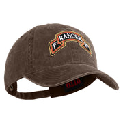 U.S. Army 1st Ranger Battalion Embroidered Washed Solid Pigment Dyed Cotton Twill Brass Buckle Cap - Brown OSFM