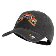 U.S. Army 1st Ranger Battalion Embroidered Washed Solid Pigment Dyed Cotton Twill Brass Buckle Cap - Black OSFM