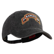 U.S. Army 1st Ranger Battalion Embroidered Washed Solid Pigment Dyed Cotton Twill Brass Buckle Cap - Black OSFM