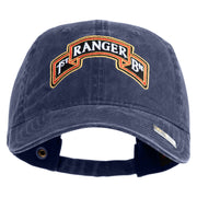 U.S. Army 1st Ranger Battalion Embroidered Washed Solid Pigment Dyed Cotton Twill Brass Buckle Cap - Navy OSFM