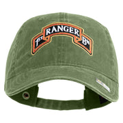 U.S. Army 1st Ranger Battalion Embroidered Washed Solid Pigment Dyed Cotton Twill Brass Buckle Cap - Olive OSFM