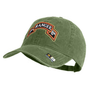 U.S. Army 1st Ranger Battalion Embroidered Washed Solid Pigment Dyed Cotton Twill Brass Buckle Cap - Olive OSFM