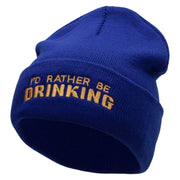 I 'd Rather Be Drinking Phrase Embroidered 12 Inch Long Knitted Beanie