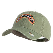 U.S. Army 2nd Ranger Battalion Embroidered Washed Solid Pigment Dyed Cotton Twill Brass Buckle Cap - Olive OSFM