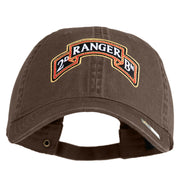 U.S. Army 2nd Ranger Battalion Embroidered Washed Solid Pigment Dyed Cotton Twill Brass Buckle Cap - Brown OSFM