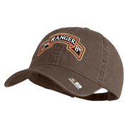 U.S. Army 2nd Ranger Battalion Embroidered Washed Solid Pigment Dyed Cotton Twill Brass Buckle Cap - Brown OSFM