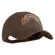 U.S. Army 2nd Ranger Battalion Embroidered Washed Solid Pigment Dyed Cotton Twill Brass Buckle Cap - Brown OSFM