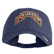 U.S. Army 2nd Ranger Battalion Embroidered Washed Solid Pigment Dyed Cotton Twill Brass Buckle Cap - Navy OSFM