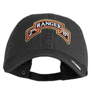U.S. Army 2nd Ranger Battalion Embroidered Washed Solid Pigment Dyed Cotton Twill Brass Buckle Cap - Black OSFM