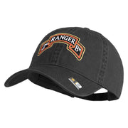 U.S. Army 2nd Ranger Battalion Embroidered Washed Solid Pigment Dyed Cotton Twill Brass Buckle Cap - Black OSFM