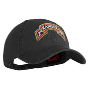 U.S. Army 2nd Ranger Battalion Embroidered Washed Solid Pigment Dyed Cotton Twill Brass Buckle Cap - Black OSFM