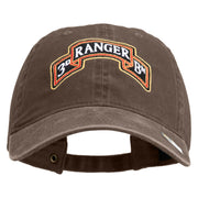 U.S. Army 3rd Ranger Battalion Embroidered Washed Solid Pigment Dyed Cotton Twill Brass Buckle Cap - Brown OSFM
