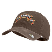 U.S. Army 3rd Ranger Battalion Embroidered Washed Solid Pigment Dyed Cotton Twill Brass Buckle Cap - Brown OSFM