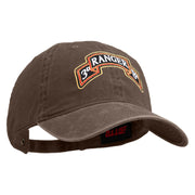 U.S. Army 3rd Ranger Battalion Embroidered Washed Solid Pigment Dyed Cotton Twill Brass Buckle Cap - Brown OSFM