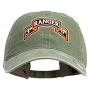 U.S. Army 3rd Ranger Battalion Embroidered Washed Solid Pigment Dyed Cotton Twill Brass Buckle Cap - Olive OSFM