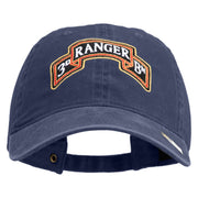 U.S. Army 3rd Ranger Battalion Embroidered Washed Solid Pigment Dyed Cotton Twill Brass Buckle Cap - Navy OSFM