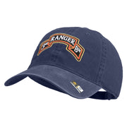 U.S. Army 3rd Ranger Battalion Embroidered Washed Solid Pigment Dyed Cotton Twill Brass Buckle Cap - Navy OSFM
