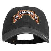 U.S. Army 3rd Ranger Battalion Embroidered Washed Solid Pigment Dyed Cotton Twill Brass Buckle Cap - Black OSFM