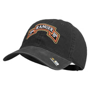 U.S. Army 3rd Ranger Battalion Embroidered Washed Solid Pigment Dyed Cotton Twill Brass Buckle Cap - Black OSFM