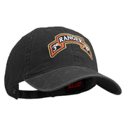 U.S. Army 3rd Ranger Battalion Embroidered Washed Solid Pigment Dyed Cotton Twill Brass Buckle Cap - Black OSFM