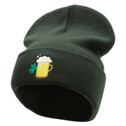 Lucky Beer Embroidered 12 Inch Long Knitted Beanie