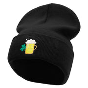 Lucky Beer Embroidered 12 Inch Long Knitted Beanie