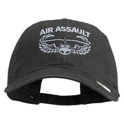 U.S. Army Air Assualt Badge Embroidered Washed Solid Pigment Dyed Cotton Twill Brass Buckle Cap - Black OSFM